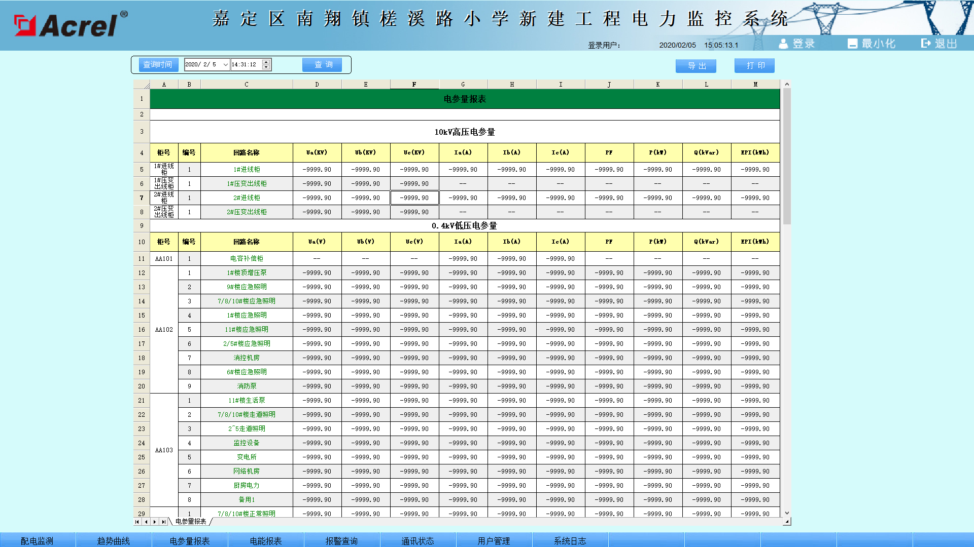 电力监控系统在嘉定区南翔镇槎溪路小学新建工程的应用